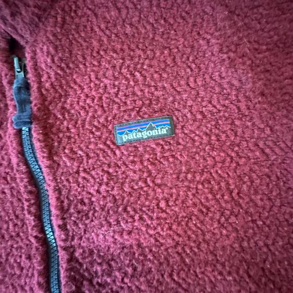 Patagonia Women's woolyester fleece jacket full zip Red Navy Medium Fleece - Picture 2 of 9